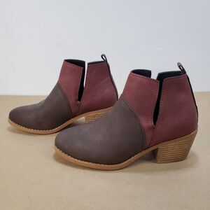 Wine & Brown Side-Slit Ankle Boot